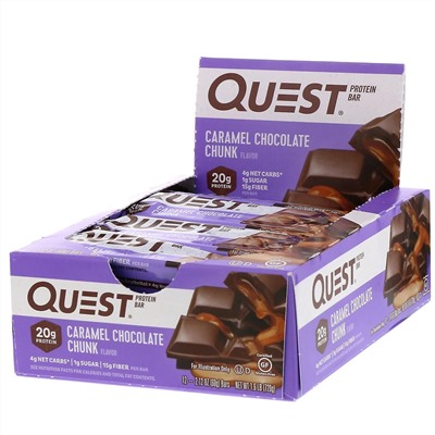 Quest Nutrition, Протеиновый батончик, шоколад с карамелью, 12 батончиков, 60 г (2,12 унции) каждый