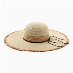 Шляпа женская с декоративными завязками MINAKU, бежевая, размер 58