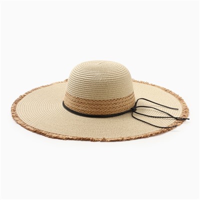 Шляпа женская с декоративными завязками MINAKU, бежевая, размер 58