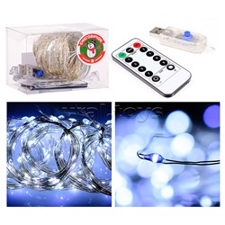 Электрогирлянда-занавес Роса, 3*3м, 300 ламп, USB, пульт, холодный