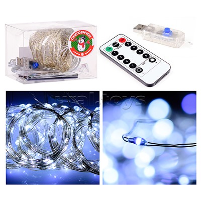 Электрогирлянда-занавес Роса, 3*3м, 300 ламп, USB, пульт, холодный