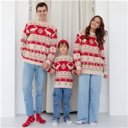 Свитер вязаный новогодний KAFTAN Scandinavia, размер 42, красный