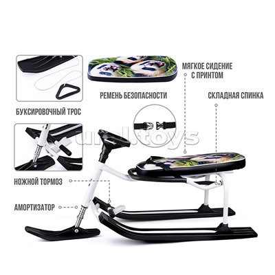 Игрушка Снегокат детский 501 "TANDEM" разборный для двоих со складной спинкой (Панды)