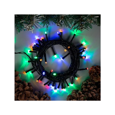 Гирлянда «Нить» 5 м, IP20, тёмная нить, 50 LED, 8 режимов, 220 В, свечение мульти