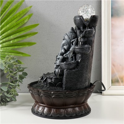 Фонтан настольный с подсветкой «Ганеша в сером под водопадами», от сети, 20×20×30 см