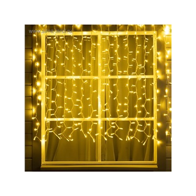 Гирлянда «Занавес» 2×1.5 м, IP65, УМС, белая нить каучук, 300 LED, свечение тёплое белое, 220 В