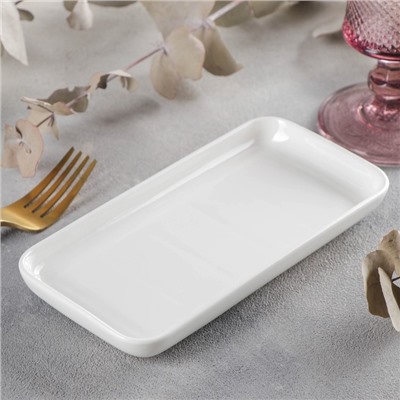 Блюдо прямоугольное Wilmax, 19×10 см, фарфор, цвет белый