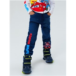 Брюки текстильные джинсовые утепленные флисом для мальчиков