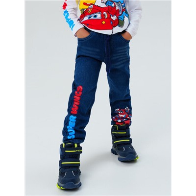 Брюки текстильные джинсовые утепленные флисом для мальчиков
