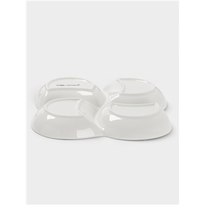 Менажница Доляна White Label, 4 секции, 20×2.5 см, фарфор, белая