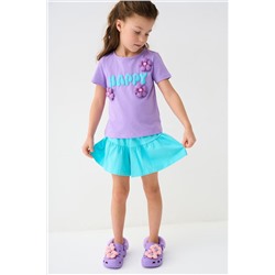 Комплект трикотажный для девочек: фуфайка (футболка), шорты PLAYTODAY, 1243848