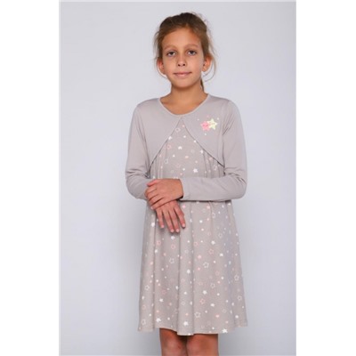 Платье Вечеринка длинный рукав детское (Бежевый)