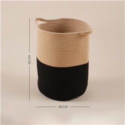 Корзина для белья плетеная круглая SL Home Cotton, хлопок, 33×45 см