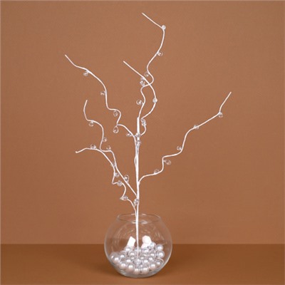 Ветка декоративная стеклярус 79 см / SA16068 /уп 80/320/белая ветка