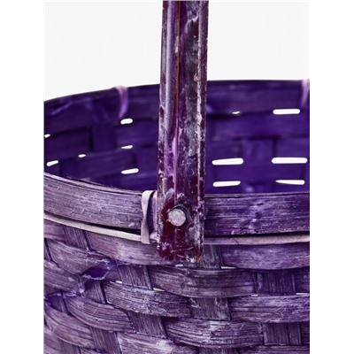 Корзина плетёная для хранения, 26×26×12 см, ручка h=21 см, бамбуковая, сиреневая