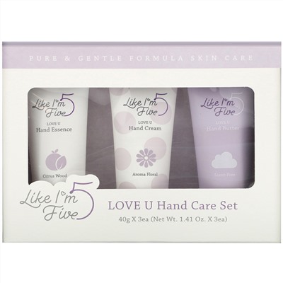 Like I'm Five, Love U Hand Care Set, 3 Piece Set, 1.41 oz  (40 g) Each