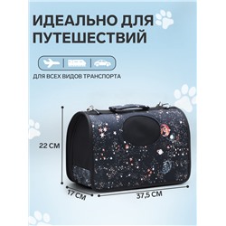 Сумка-переноска каркасная «Звёздное небо», размер S, 37.5×17×22 см, чёрная