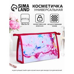 Косметичка на молнии, треугольная, маленькая, с принтом, белый/розовый