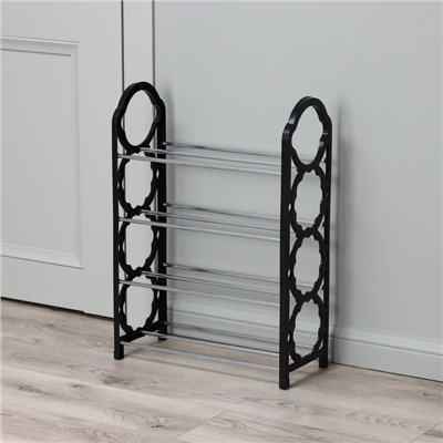 Обувница Доляна, 4 яруса, 42×19×58 см, чёрная