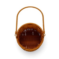 Корзина плетёная для хранения «Цилиндр», 14×14×12 см, ручка h=16 см, пластиковая, коричневая