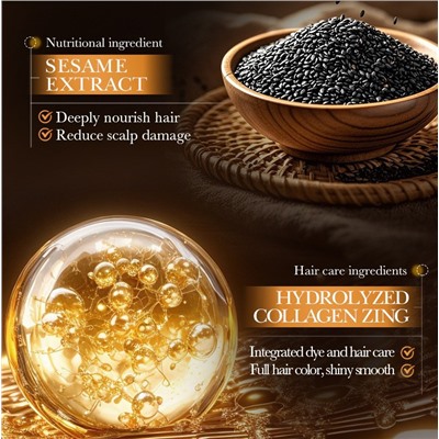 Шампунь для черных волос оттеночный с женьшенем, черным кунжутом и грибом рейши Sadoer, 500 мл.