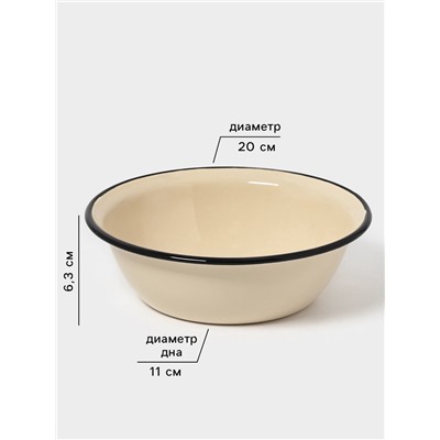 Миска эмалированная, 1 л, цвет слоновой кости