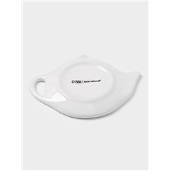 Подставка под чайный пакетик новогодняя Доляна «Московский мишка», керамика, 12×9.5 см, белая