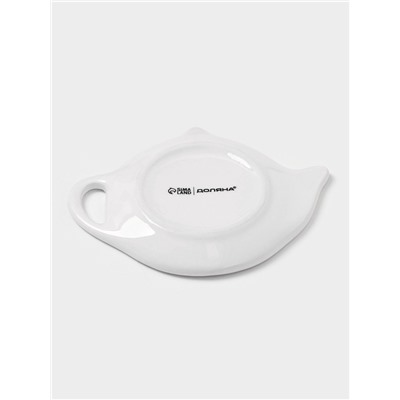 Подставка под чайный пакетик новогодняя Доляна «Московский мишка», керамика, 12×9.5 см, белая