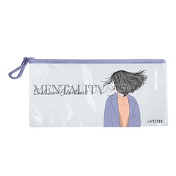 Папка на молнии "Mentality" DL (235x108 мм) прозрачный ПВХ 280 мкм с дизайном, текстильная молния