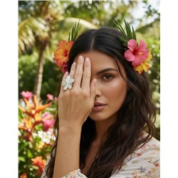 Кольцо с белым серебрением