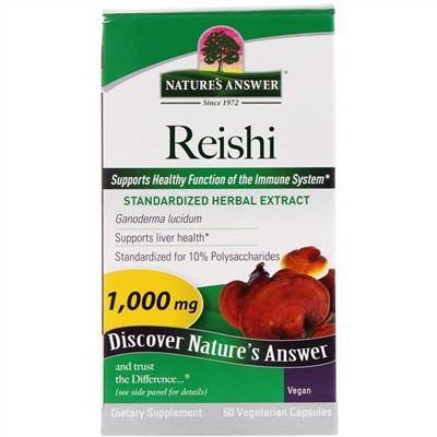 Nature's Answer, Рейши, 1000 мг, 60 вегетарианских капсул