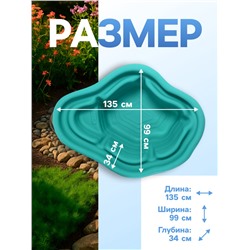 Пруд садовый пластиковый, 190 л, зелёный