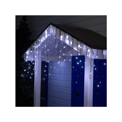 Гирлянда «Бахрома» 3×0.6 м, IP44, УМС, тёмная нить, 160 SMD-LED, свечение белое, 220 В