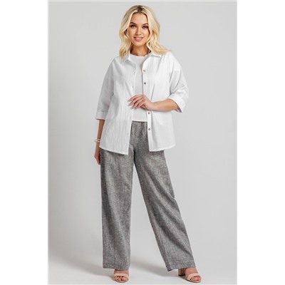 Брюки лен  221/01/Серый меланж