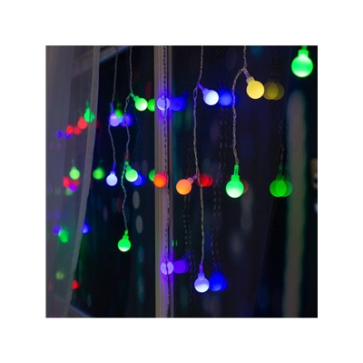 Гирлянда «Бахрома» 3×0.5 м с насадками «Шарики», IP20, прозрачная нить, 80 LED, свечение мульти (RG/RB), мигание, 220 В