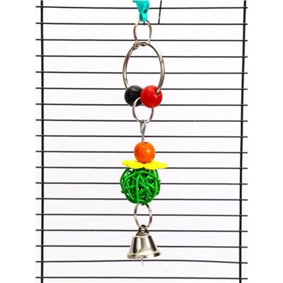 Игрушка для птиц «Шарики», 18×4.5 см, с колокольчиками, цвет МИКС