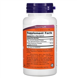Now Foods, бета-1,3/1,6-D-глюкан, 100 мг, 90 растительных капсул