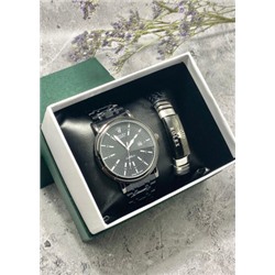 Подарочный набор для мужчины часы и браслет + коробка #22853536