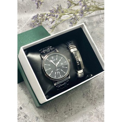Подарочный набор для мужчины часы и браслет + коробка #22853536