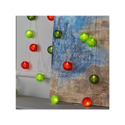 Гирлянда «Нить» 5 м с насадками «Клубки летние», IP20, прозрачная нить, 20 LED, свечение тёплое белое, 220 В