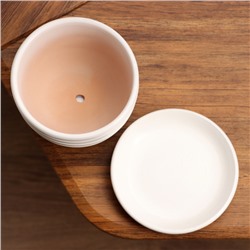 Горшок для цветов «Нежность», 500 мл, d=13 см, h=10 см, керамика, с поддоном, белый