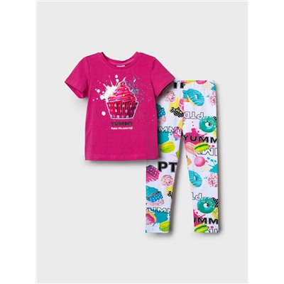 Комплект трикотажный для девочек: фуфайка (футболка), брюки (легинсы)