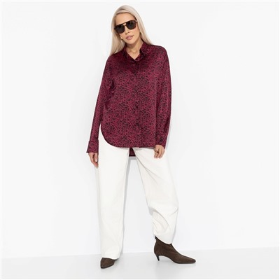 Рубашка с принтом, Шепот шёлка (бордо)