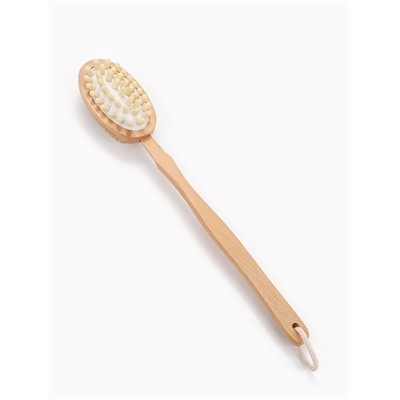 Щётка массажная для тела, из натуральной щетины, двусторонняя, с ручкой, гладкая