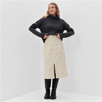 Юбка миди женская MINAKU: Velvet collection, молочная, размер 42