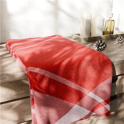 Полотенце махровое «Этель Клетка», 50×90 см, хлопок 100%, красное