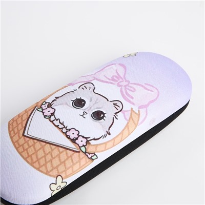 Футляр для очков на хлопушке, длина 16 см, сиреневый