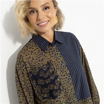 Рубашка асимметричного кроя, Жемчужина образа (green)