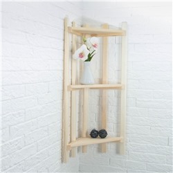 Полка для бани и сауны, 75×38×16 см, угловая, липа, 3 яруса, «Добропаровъ»