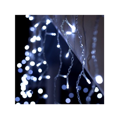 Гирлянда «Бахрома» 4×0.6 м, IP44, прозрачная нить, 180 LED, свечение белое, 8 режимов, 220 В